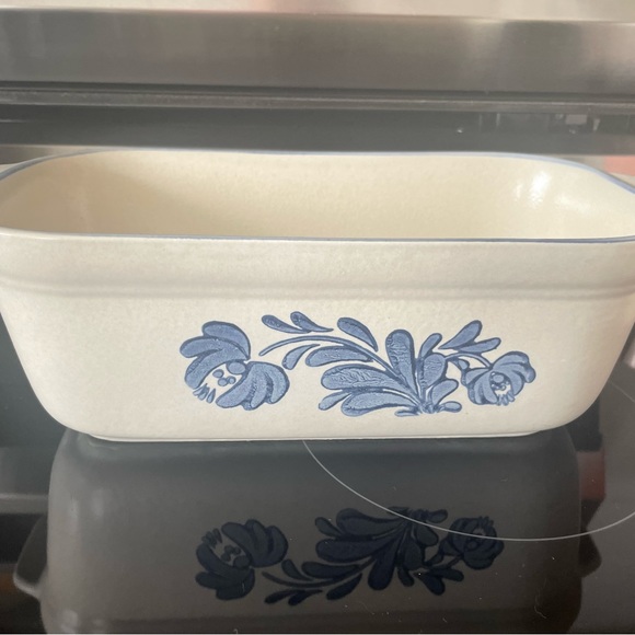 Pfaltzgraff Yorktowne Loaf Pan Stoneware Gray Blue Bakeware